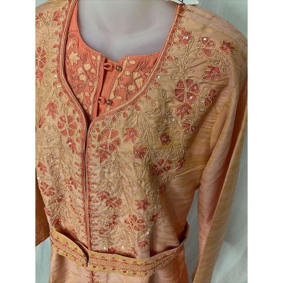 Nwot Kashkha Versatile style two-piece jalabiya Indian wedding outfit orange - Picture 3 of 10